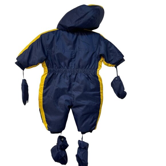 Vintage Mon Petit Infant Snowsuit Fleece Lining Bunting 12 M Mittens Booties - Picture 9 of 10